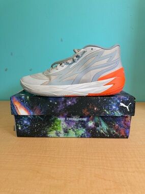 Puma Men's Athletic Shoe - Light Gray with Orange Heel Accent